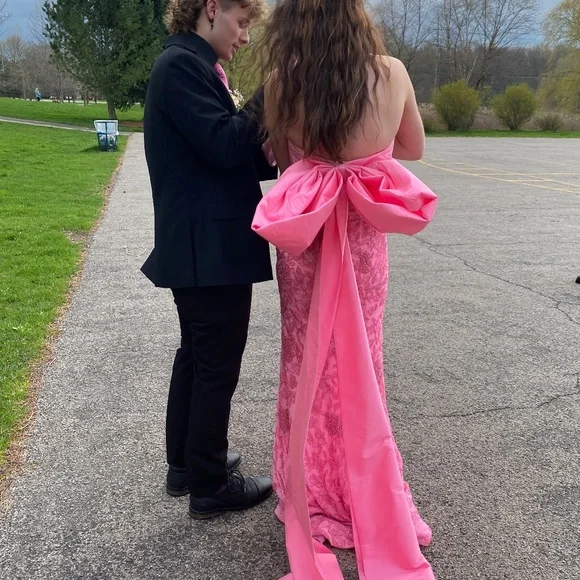 Amarra pink beaded formal gown